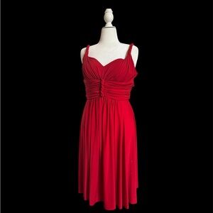 Suzi Chin Elegant Red Ruched Cocktail Dress